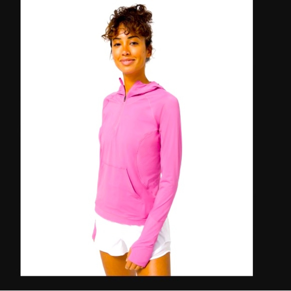Lululemon Sleek Performance 1/2 Zip Hoodie pink womens size 12